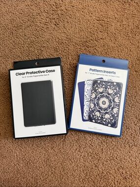 Clear Protective Case & Blue Pattern Inserts for 6" Kindle - Pack